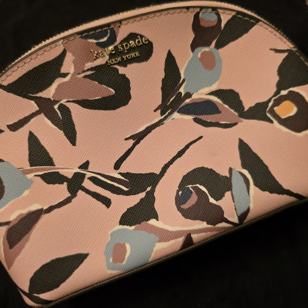 Kate Spade Pink and Blue Floral Cosmetic Bag